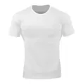Men's athletic slim fit white crew neck short sleeve compression gym training t-shirt - M / Tops / White