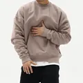 Sudadera oversize de cuello redondo y hombros caídos en color topo - M / Tops / Caqui