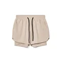 Men's double-layered breathable quick-dry sports shorts in beige for gym and running - Khaki