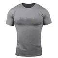 Men's slim fit athletic short sleeve t-shirt in gray, perfect for gym and fitness workouts. - Dark Gray