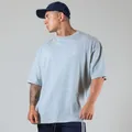 Light grey men's oversized muscle fit gym t-shirt, breathable cotton for fitness and sports - Light Heather Grey