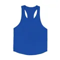 Men's solid royal blue racerback athletic tank top for gym fitness and running training - M / Tops / Blue