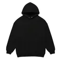 Vista frontale di una felpa con cappuccio nera pesante oversize con tasca a marsupio. - Taglia S / Top / Nero