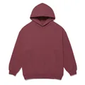 Vista frontal detallada de una sudadera con capucha oversize bordeaux de gramaje pesado. - S / Tops / Fucsia
