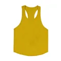 Men's athletic racerback tank top in mustard yellow for fitness training and running - M / Tops / Yellow