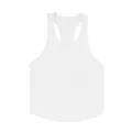 Detailed view of plain white men's fitness tank top with breathable cotton fabric - M / Tops / White