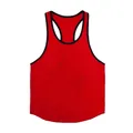 Rode heren sporttanktop met zwarte bies voor fitness, training en dagelijks hardlopen - Rood met zwarte rand