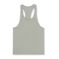 Men's athletic racerback gym tank top featuring a breathable light grey cotton fabric - S / Tops / Gray