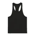 Débardeur de fitness classique en coton pour hommes, dos nageur, coloris noir uni - Noir