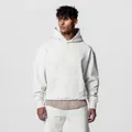 Professional view of men's loose white hooded sweatshirt set with high-quality fabric - S / Top And Bottom / White