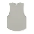 Men's solid color sports tank top in light grey, breathable sleeveless muscle tee. - S / Tops / Gray