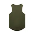 Detailed view of the olive green breathable mesh fabric on a men's athletic tank top - S (EU Size) / Tops / Army Green