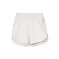 Detailed view of off-white quick-dry men's athletic shorts with elastic waistband. - S / Bottoms / Ivory
