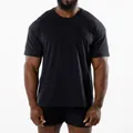 Professional men's athletic crewneck short sleeve T-shirt in black for gym workouts - M / Tops / Black Solid