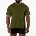 Men's athletic olive green crew neck sports t-shirt for fitness training and gym. - M / Tops / Solid Army Green