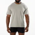 Light gray slim fit men's athletic crew neck t-shirt short sleeve workout fitness top - Light Gray Solid Color