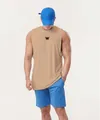 Professional men's khaki sports gym tank top in loose fit style for fitness training - S / Tops / Khaki (Black Logo)