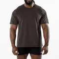 Premium men's athletic fit charcoal grey crew neck short sleeve gym workout t-shirt - Dark Grey Solid