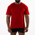 Red short-sleeved athletic t-shirt for men, perfect for gym, fitness and casual wear. - Solid Red