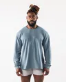 Men's loose-fit slate blue long-sleeve sports t-shirt designed for fitness and running - S / Tops / Blue