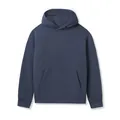 Βαρύ oversized σκούρο μπλε φούτερ με κουκούλα, τσέπη καγκουρό και κουμπιά στο κολάρο - Ναυτικό μπλε