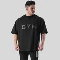 Premium oversized black men's gym t-shirt with GYM print for fitness and workout - Black (GYM Print)