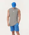 Graues Herren-Fitness-Tanktop in lockerer Passform für Sport und Laufen - S / Oberteile / Grau (Weißes Logo)