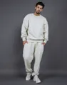Vue complète d'un ensemble de survêtement et sweat polaire oversize crème pour homme - S / Haut Et Bas / Blanc