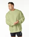 Men's oversized sage green crewneck sweatshirt with premium drop shoulder fit and heavy fabric - Matcha Green