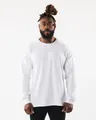 Front view of a professional men's loose white long-sleeved sports t-shirt on a model - S / Tops / White
