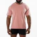Premium men's sports fitness crew neck short sleeve T-shirt in dusty pink shade - Solid Pink