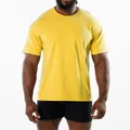 Premium mustard yellow men's athletic fit crew neck short sleeve sports training t-shirt - Solid Yellow