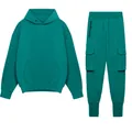 Ensemble deux pièces pour homme avec sweat à capuche et pantalon cargo vert sarcelle - Vert malachite