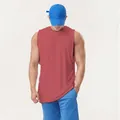 Herren Sport-Fitness-Tanktop in Terrakotta-Rot, lockere Passform mit Seitenschlitz - S / Oberteile / Einfarbig Rot