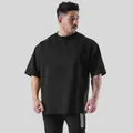 Men's black oversized fitness t-shirt perfect for bodybuilding and high-performance training - M / Tops / Black (Solid)