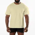 Men's athletic fit crew neck short sleeve T-shirt in light cream beige color. - Solid Beige