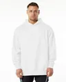 Professional studio shot of a white heavyweight pullover hoodie with front pocket - S / Tops / White