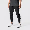 Men's athletic black cargo joggers with multi-pockets and adjustable drawstring waist - S / Bottoms / Black