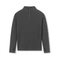 Front view of dark gray half-zip sports top with thumbhole details - XS / Tops / Dark Gray