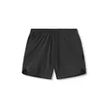 Vista frontal detallada de los pantalones cortos deportivos negros de secado rápido para hombre - S / Bottoms / Negro