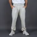 Men's heavyweight fleece-lined joggers in light gray with comfortable loose fit. - S / Bottoms / White