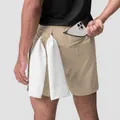 Vista posterior de pantalones cortos deportivos para hombre con bolsillo de cremallera. - S / Bottoms / Albaricoque