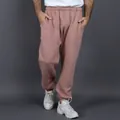 Oversized fleece-lined joggers in dusty rose color for unisex fall and winter wear - S / Bottoms / Pink
