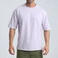 Men's oversized lavender cotton t-shirt featuring a crew neck and short sleeves for summer - Rose Pink
