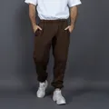 Heavyweight 400g fleece-lined brown joggers with elastic waist and cuffed ankles - S / Bottoms / Brown