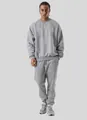 Conjunto cómodo de sudadera con cuello redondo de forro polar gris y pantalón de chándal - Gris Vigoré