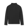 Front view of black men's half-zip sports top with thumbholes and quick-dry fabric. - XS / Tops / Black