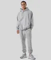 Men's loose grey hooded sweatshirt and sweatpants two-piece tracksuit set for winter - Gray