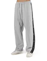 Vista laterale dei pantaloni da basket in pile da uomo con bottoni a pressione e striscia - Taglia S / Pantaloni e gonne / Grigio chiaro