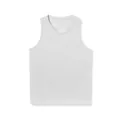 Close-up detail of breathable white mesh fabric on men's V-neck sports tank top - S / Tops / White
